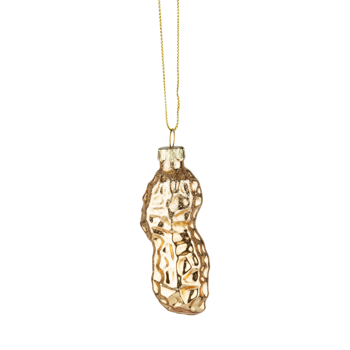 Gold Peanut - Glass Ornament