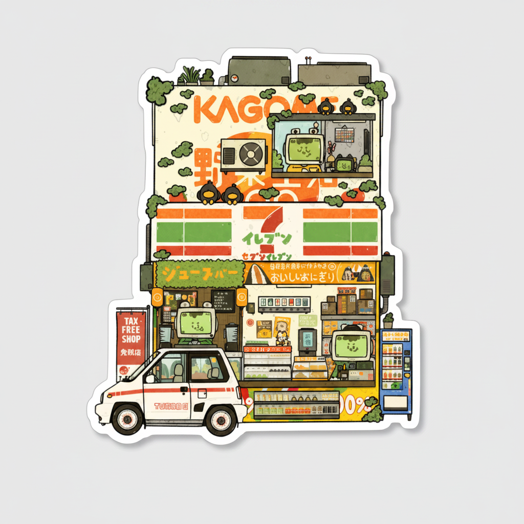 7/11 Kagome Juice Box Vinyl Sticker