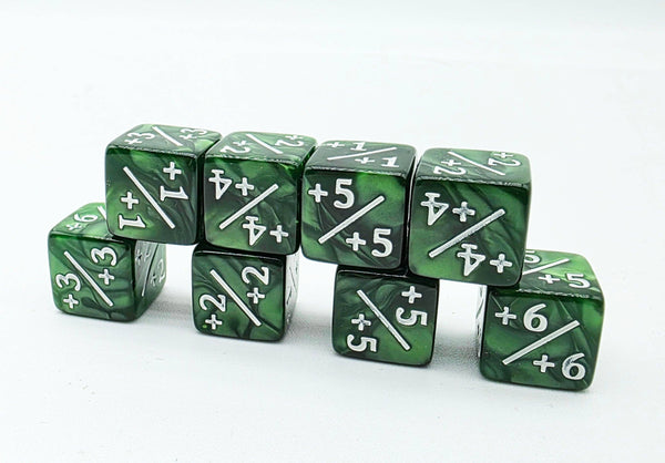 +1/+1 Pearl Green Counters for Magic - Set of 8 Dice