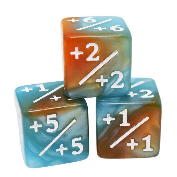 +1/+1 Blue & Gold Counters for Magic - Set of 8 Dice