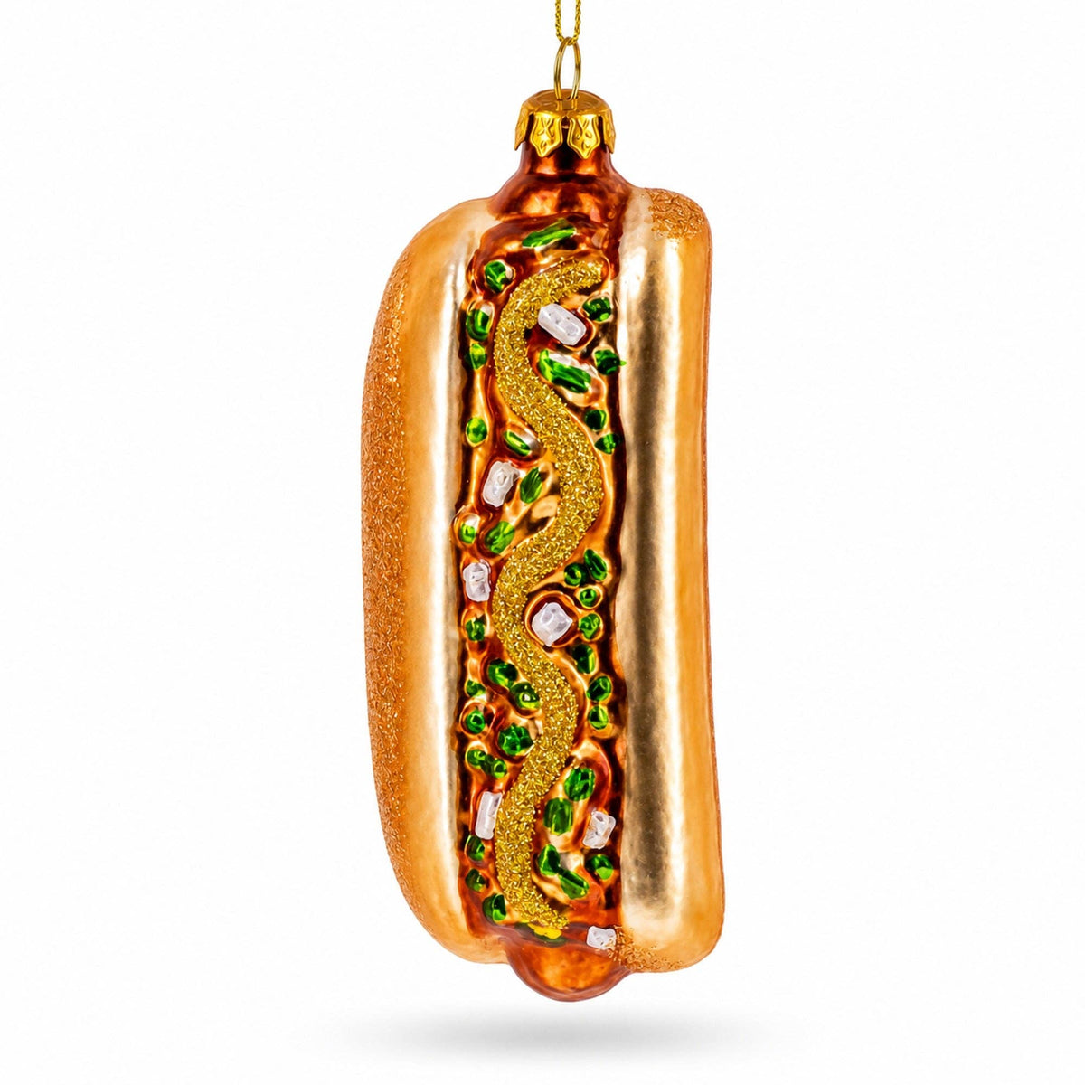 Hot Dog with Mustard - Glass Ornament