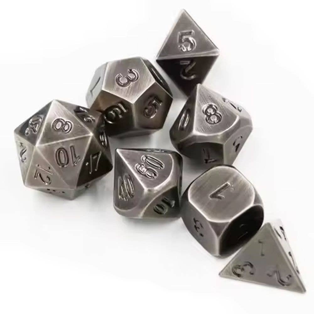 Brushed Steel Forged Metal Dice Set