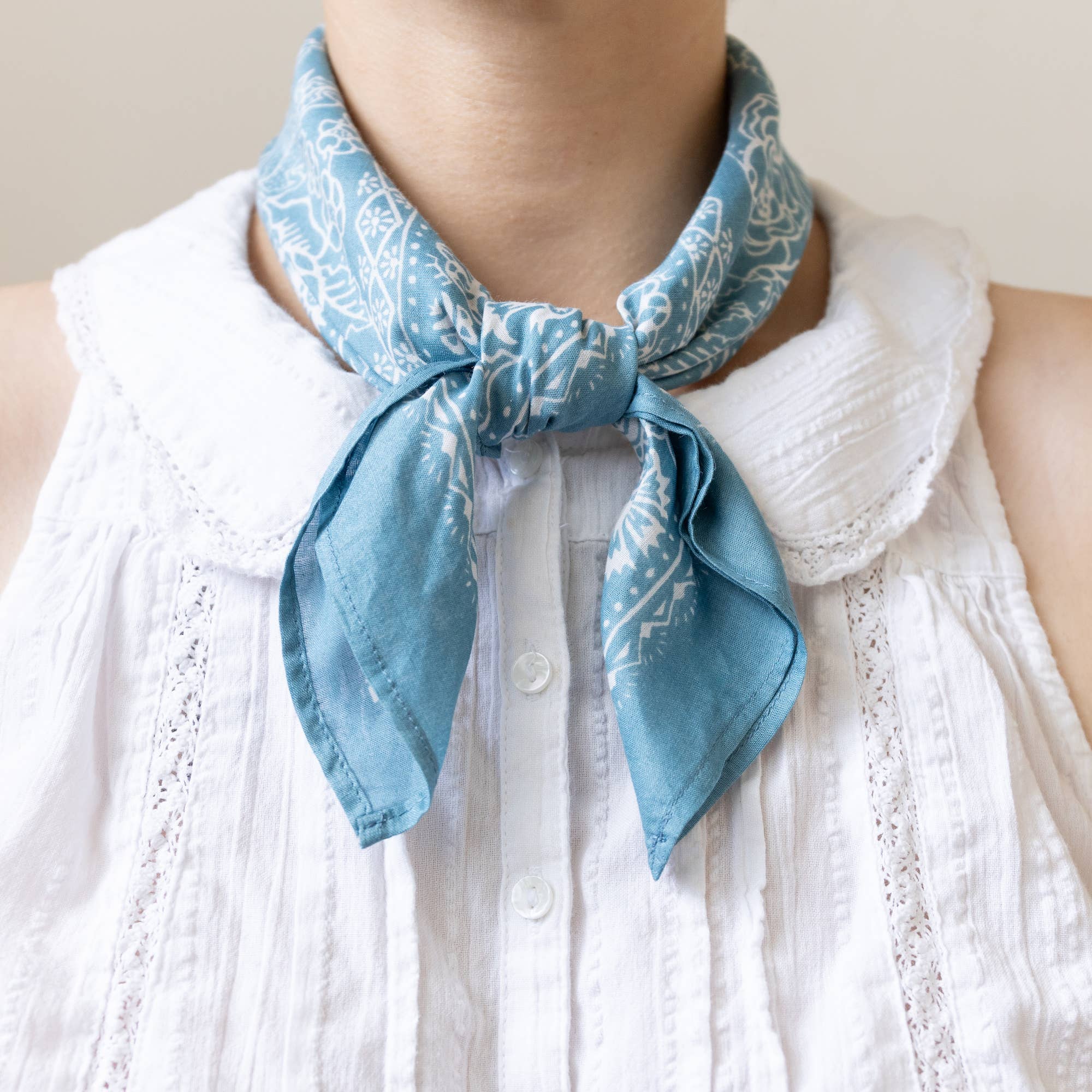 Cotton Rosey Bandana | Faded Blue