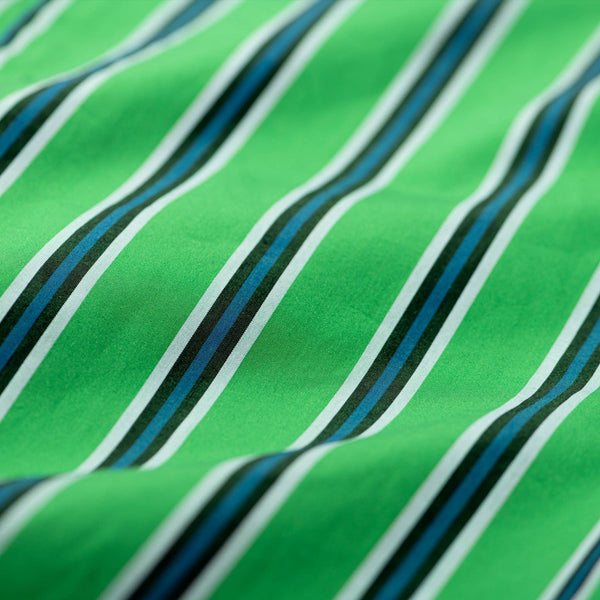 Puebco - Cotton V-Neck Stripe Shirt - Green/Blue