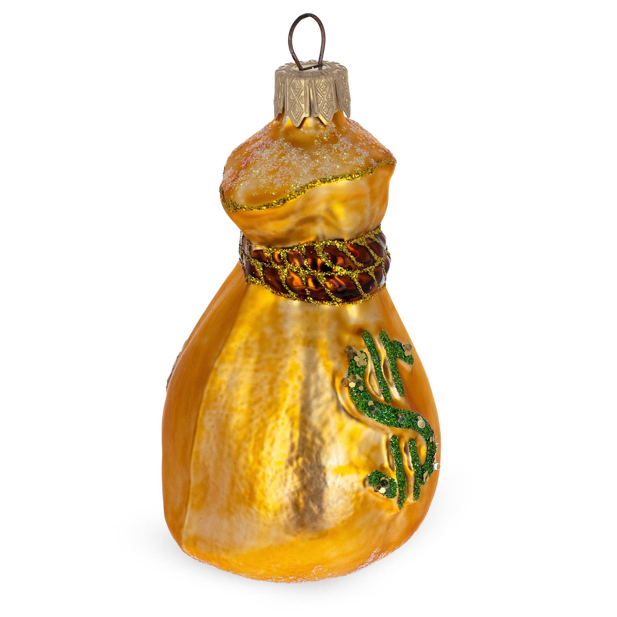 Money Bag Prosperity Glass Christmas Ornament