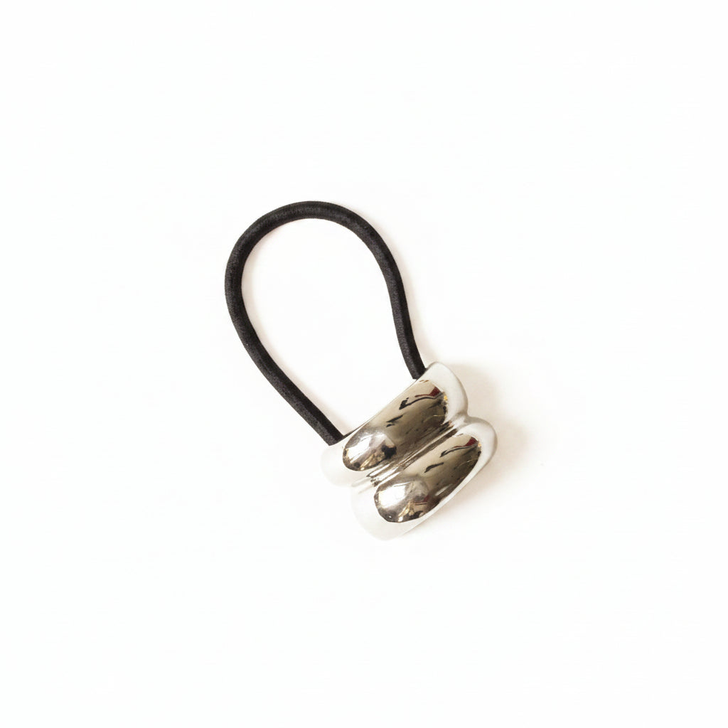 nar'sha - Mini Double Arch Metal Ponytail Hair Tie - Silver