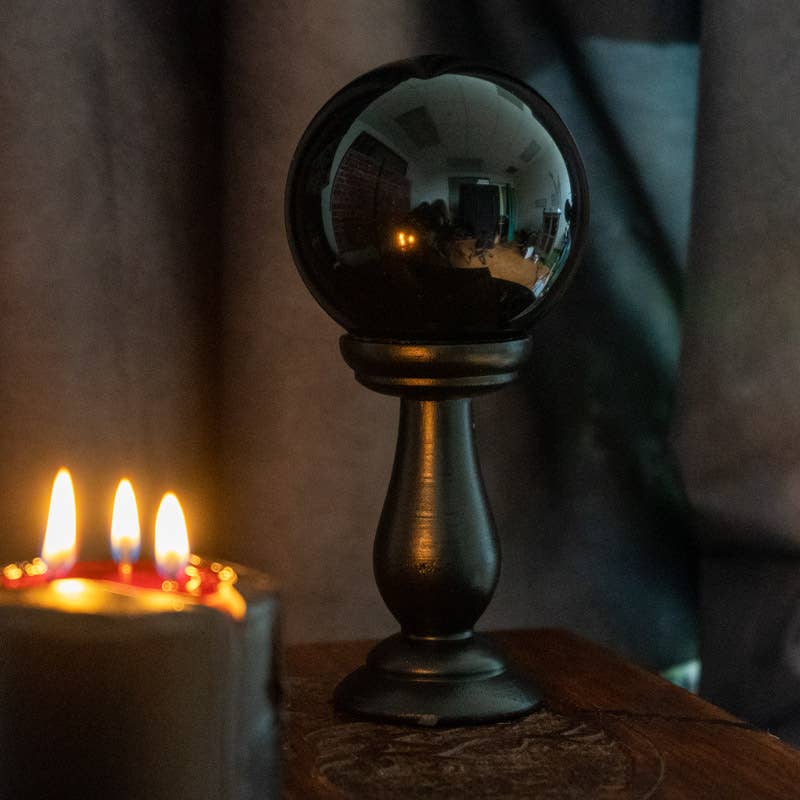 Crystal Ball on Stand - Black
