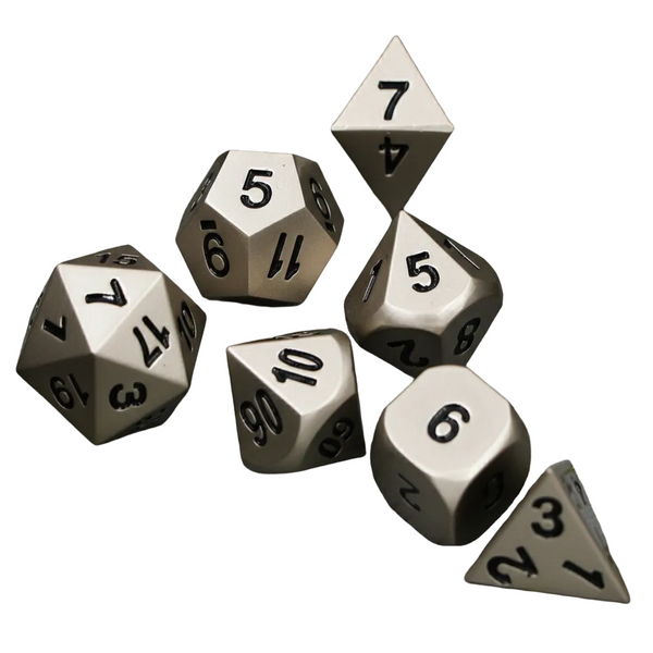 Moonlight Silver Forged Metal Dice Set