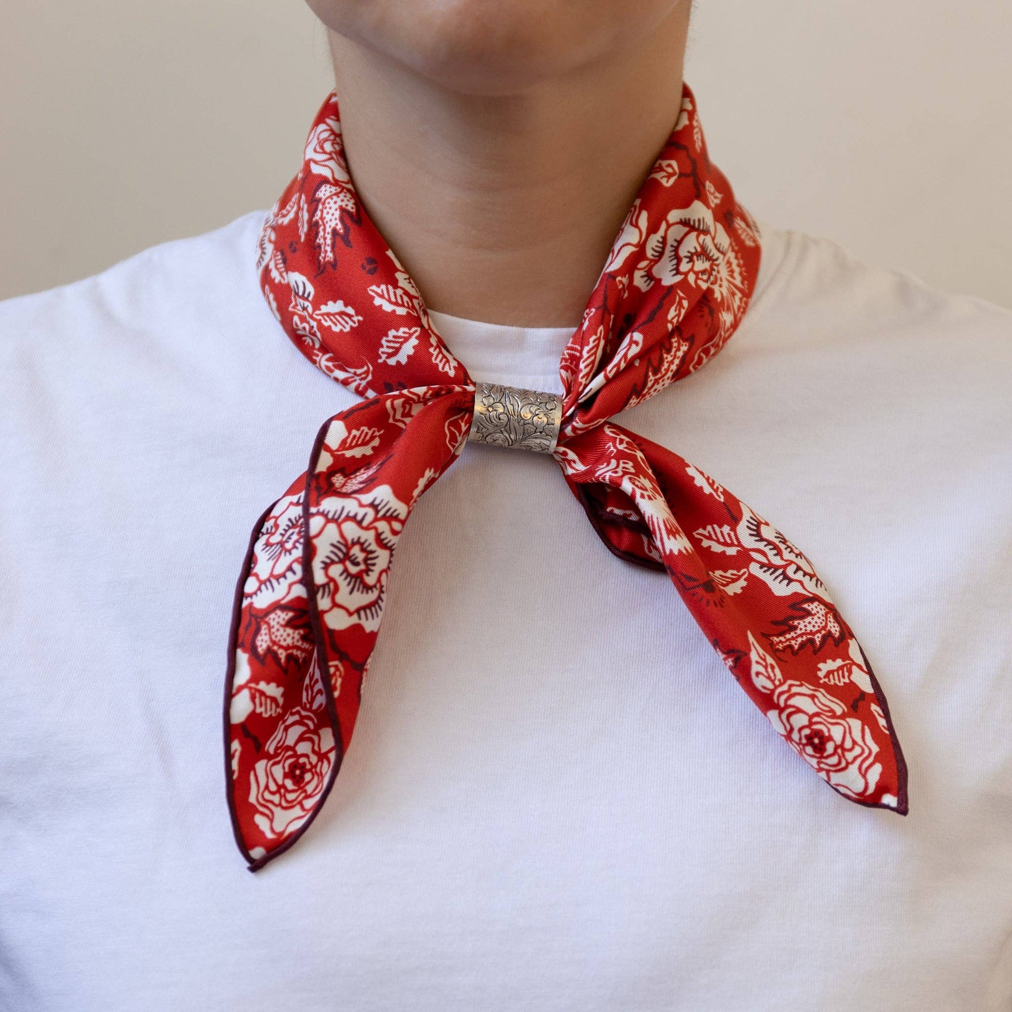 Silk Twill Scarf - Rosey in Red Hot