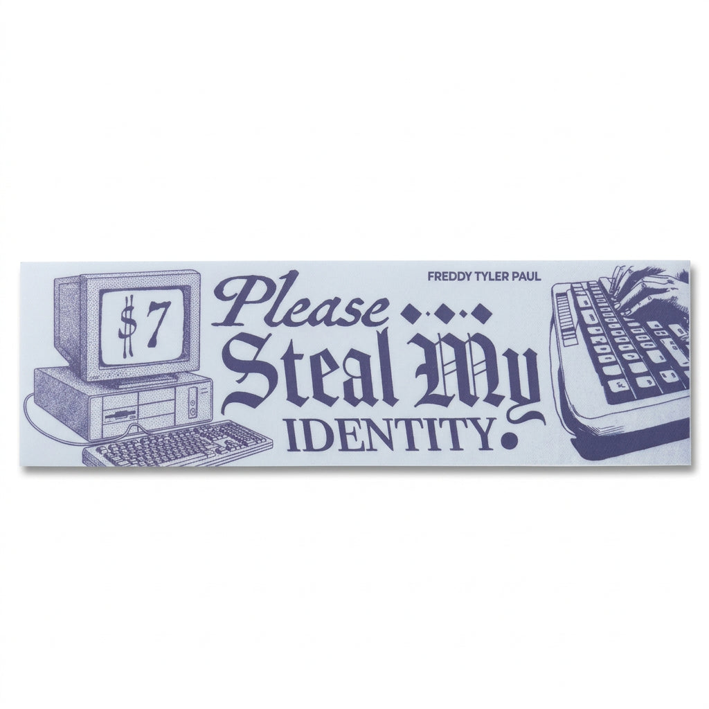 Freddy Tyler Paul - Bumper Sticker - 'Steal My Identity'