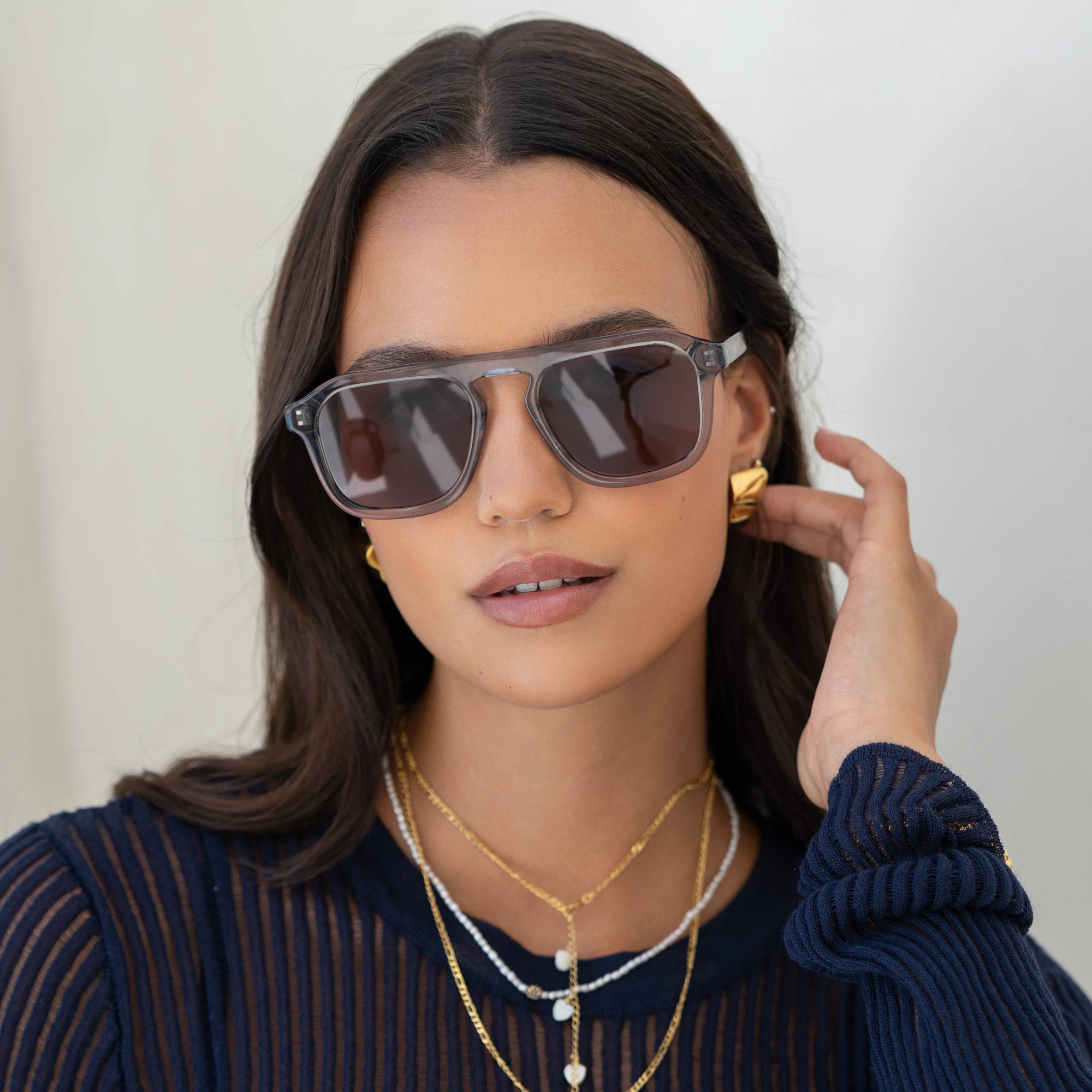FREYRS - Addison Sunglasses - Crystal Gray/Brown