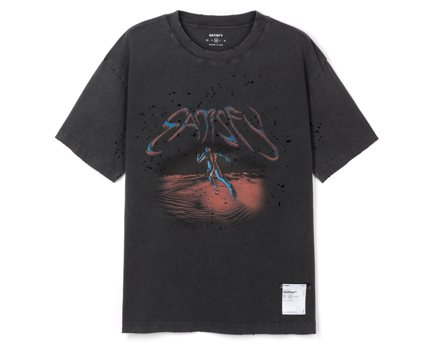 SATISFY - MothTech™ T-Shirt  - Aged Black - Silver Runner