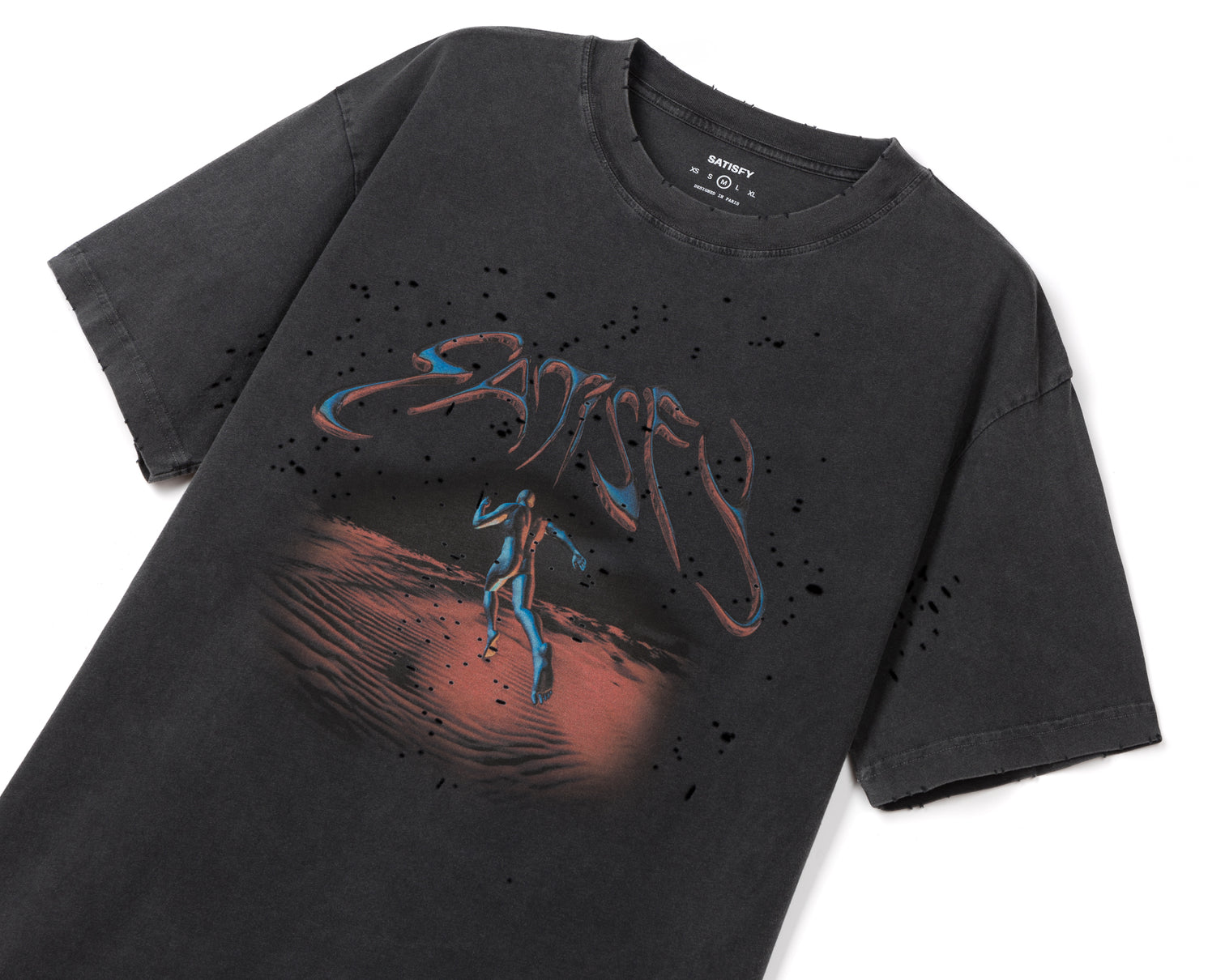 SATISFY - MothTech™ T-Shirt  - Aged Black - Silver Runner