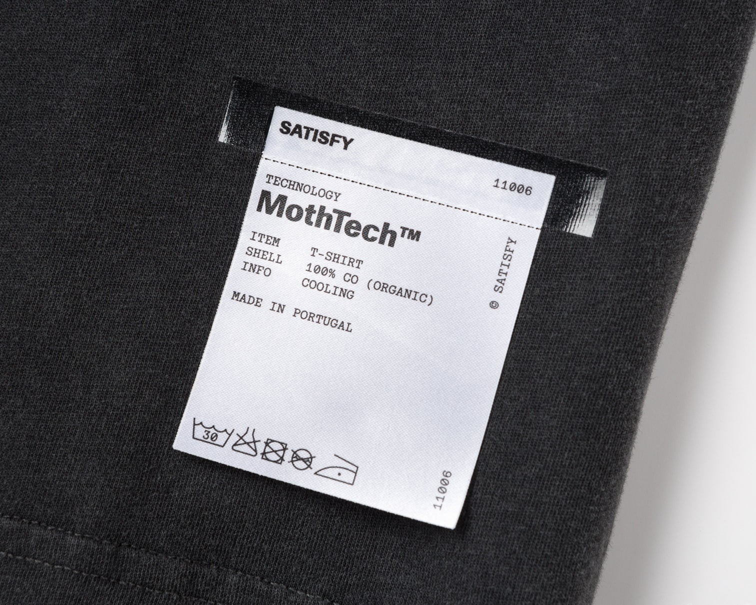 SATISFY - MothTech™ T-Shirt  - Aged Black - Silver Runner