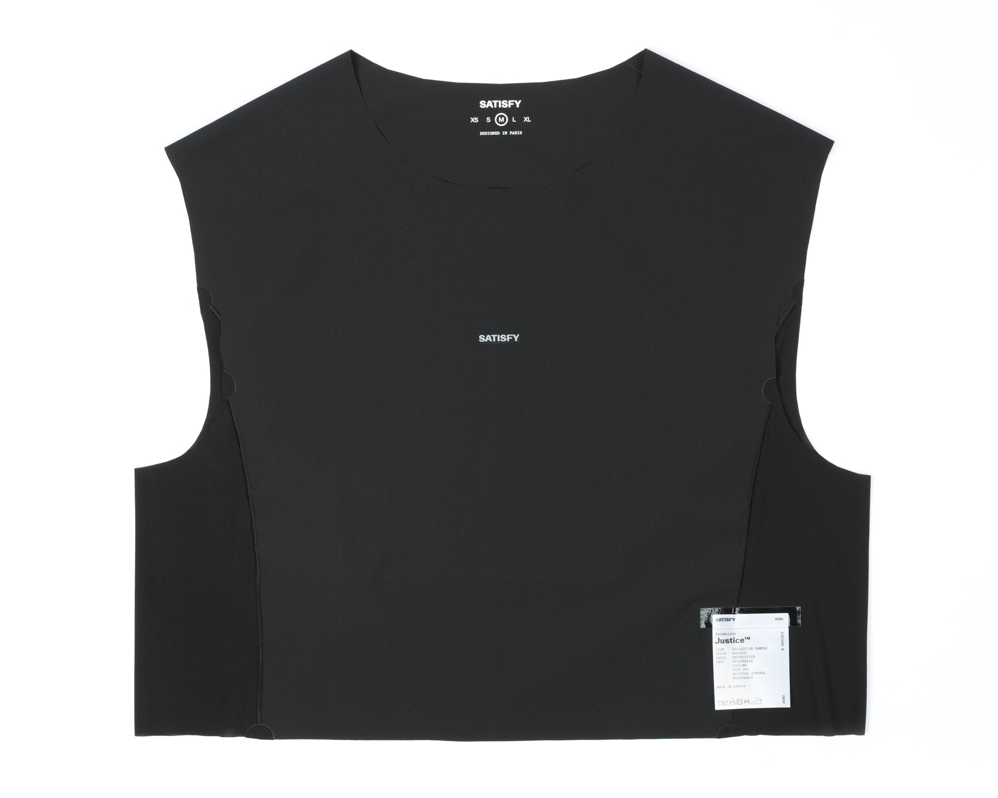 SATISFY - Justice Trail Cropped Muscle Tee  - Black