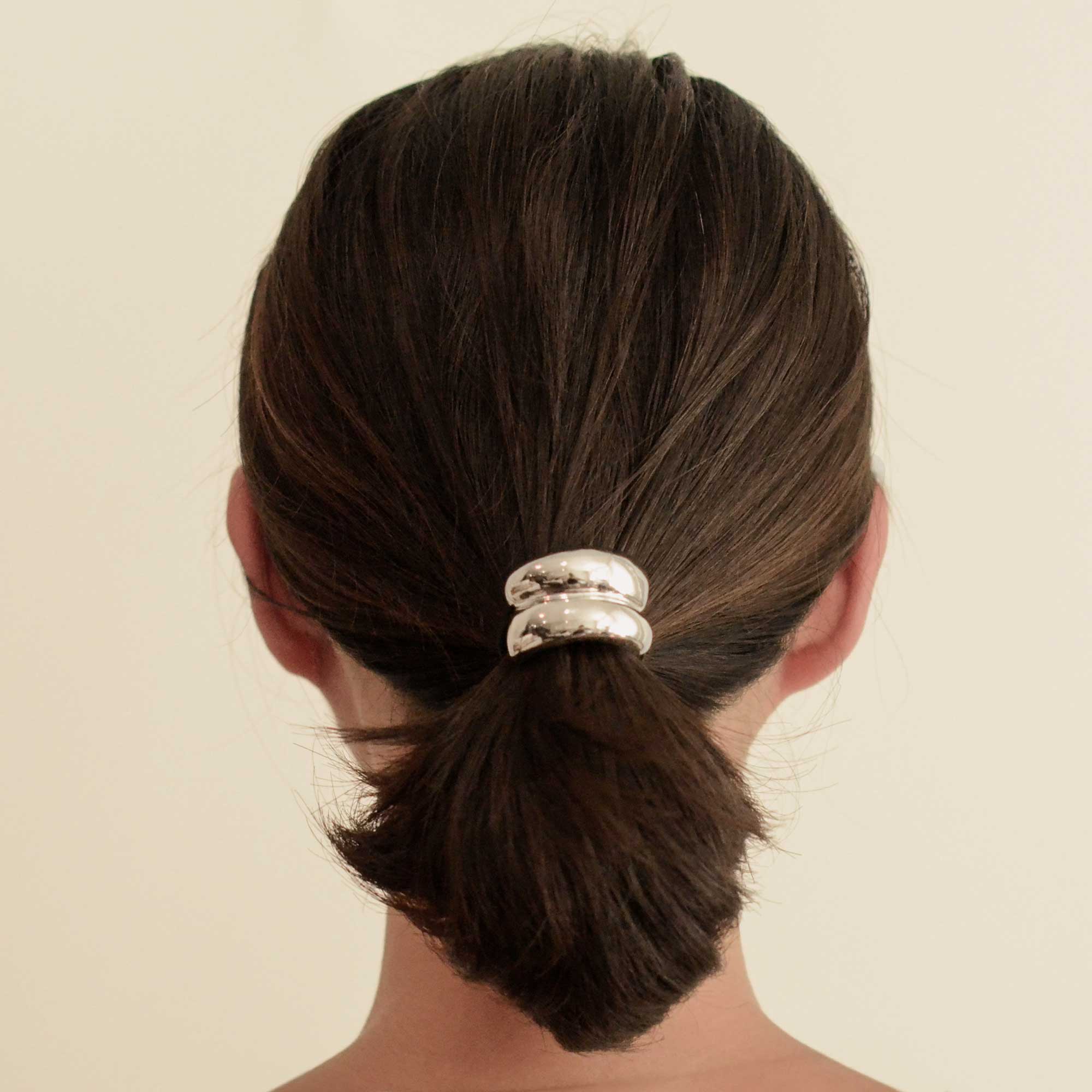 nar'sha - Mini Double Arch Metal Ponytail Hair Tie - Silver