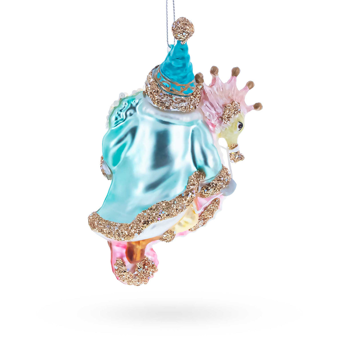 Santa Riding Seahorse - Glass Ornament