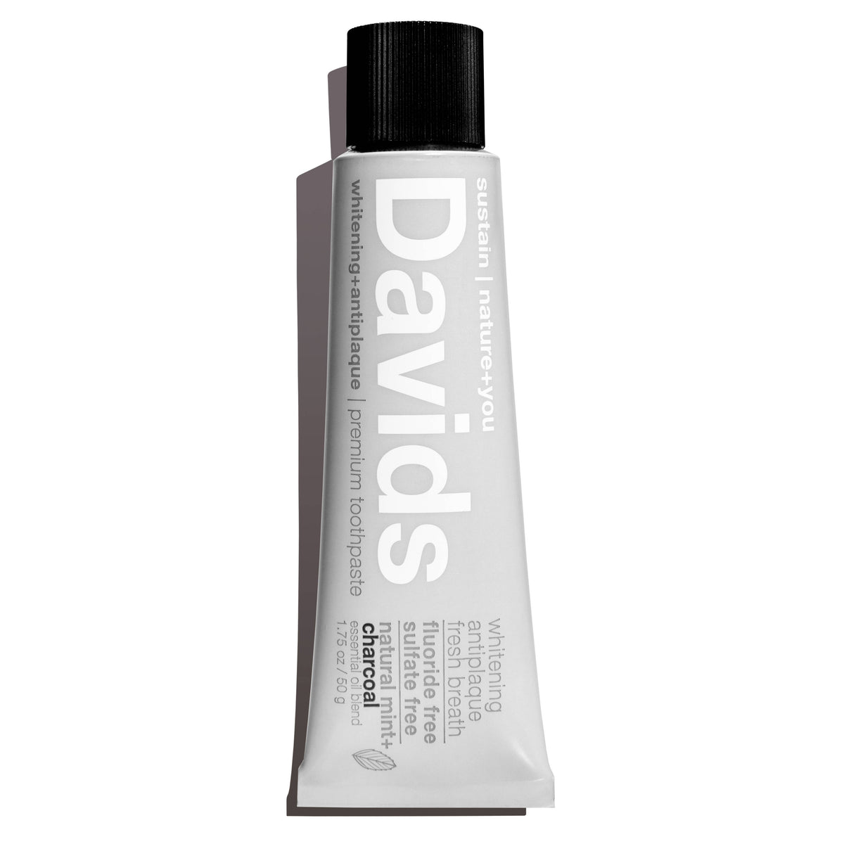 Davids - Travel Size Premium Toothpaste - Charcoal + Peppermint