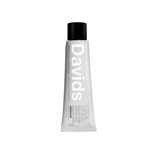Davids - Travel Size Premium Toothpaste - Charcoal + Peppermint