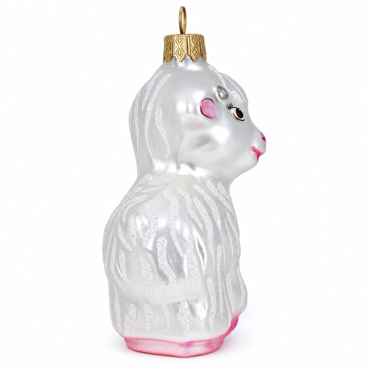 White Lamb and Sparkling Wool - Glass Ornament