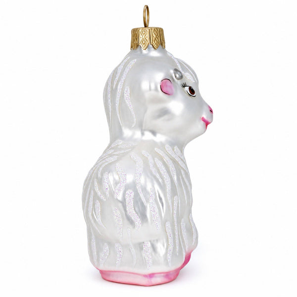 White Lamb and Sparkling Wool - Glass Ornament