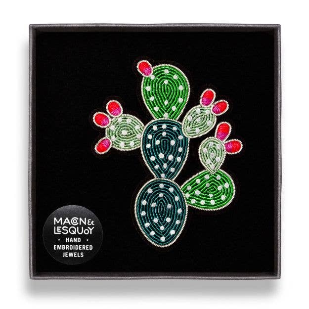 Macon & Lesquoy - Hand embroidered brooch - Prickly Pear