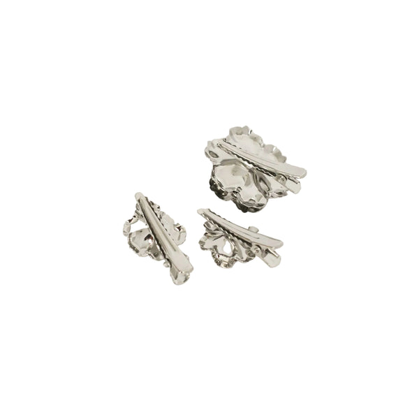 nar'sha - Metal Flower Hair Clips Set - Silver