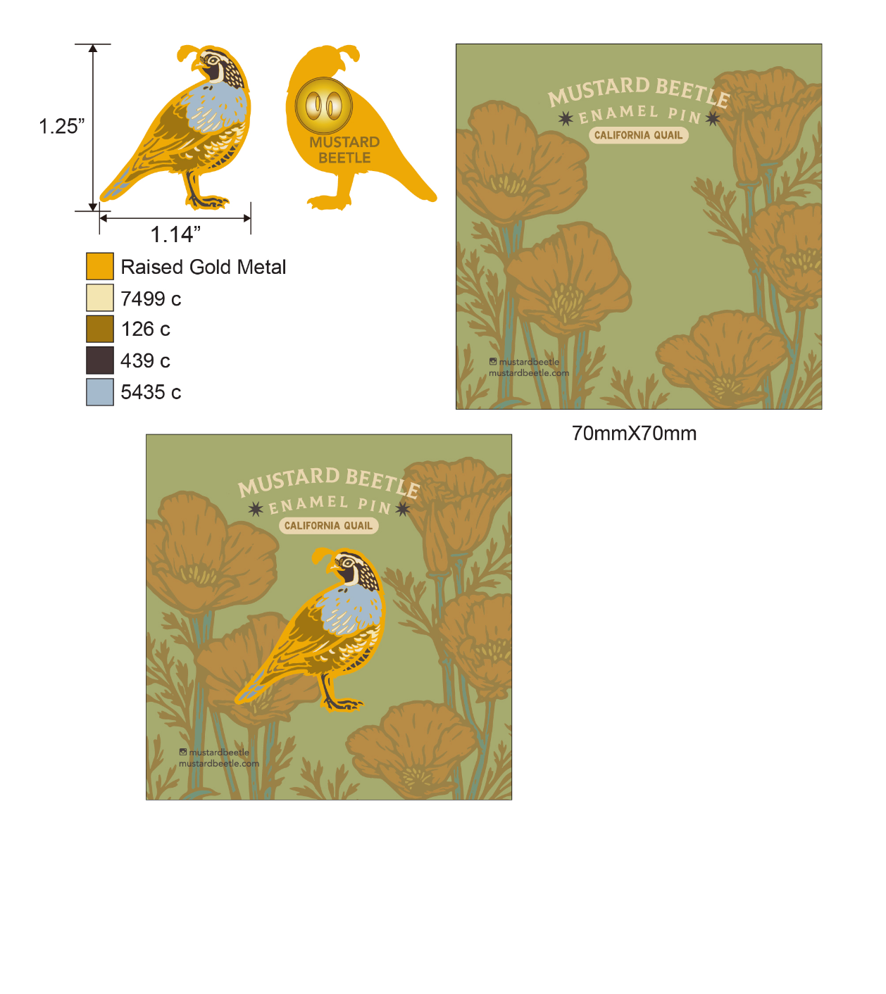 Enamel Pin: California Quail 1.25"