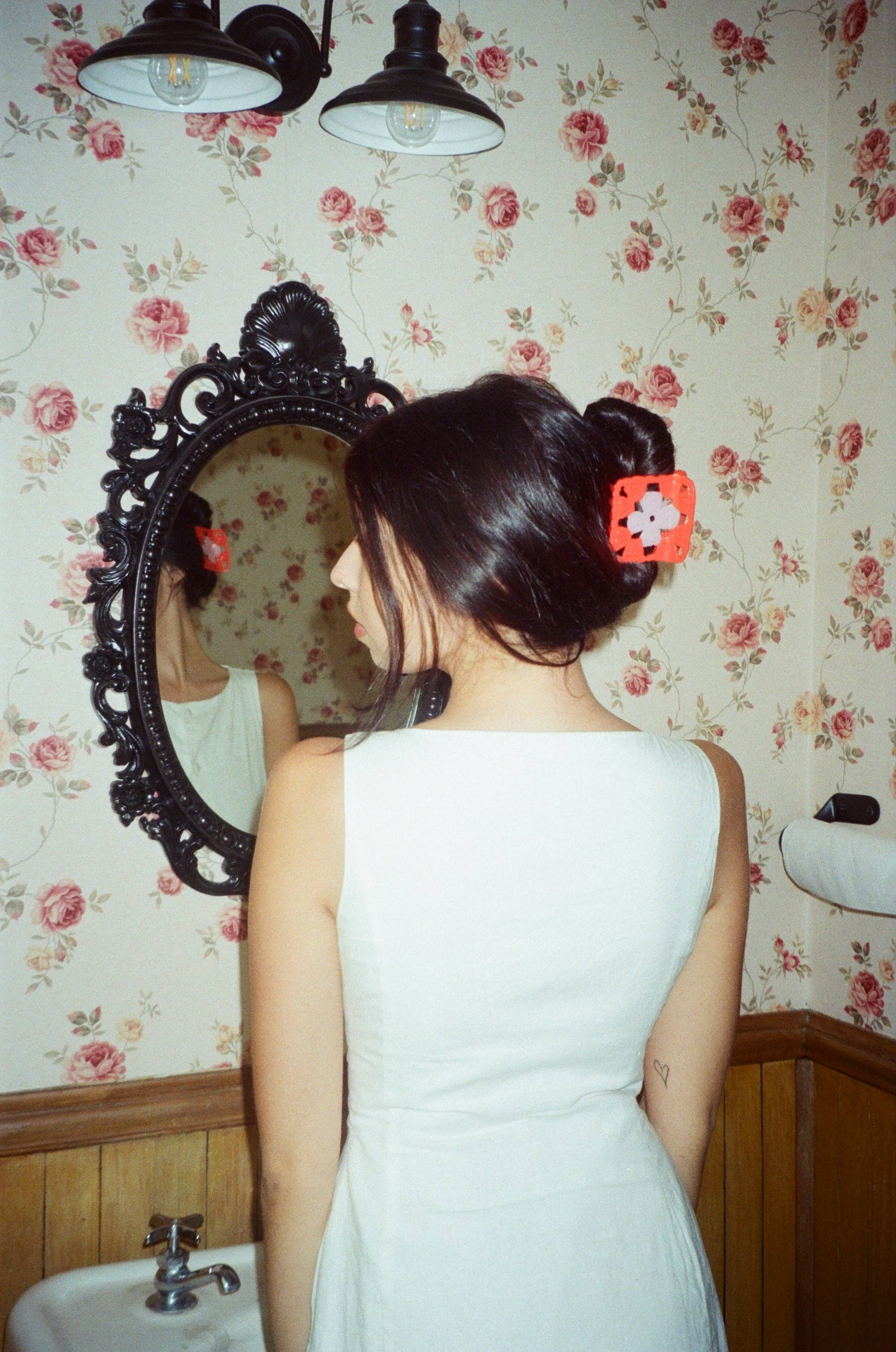 Granny Square Claw Clip - Sage and Lavender