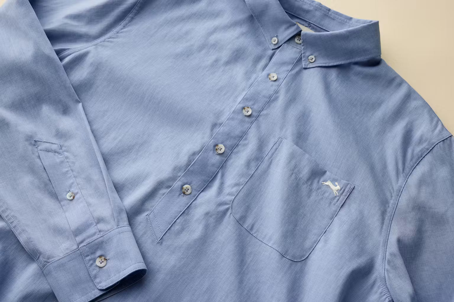 Tracksmith - Run Cannonball Linen Popover - Cloud Blue