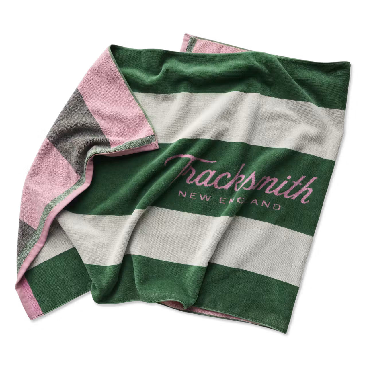 Tracksmith - RCR Beach Towel - Greener Pastures/Ivory Stripe