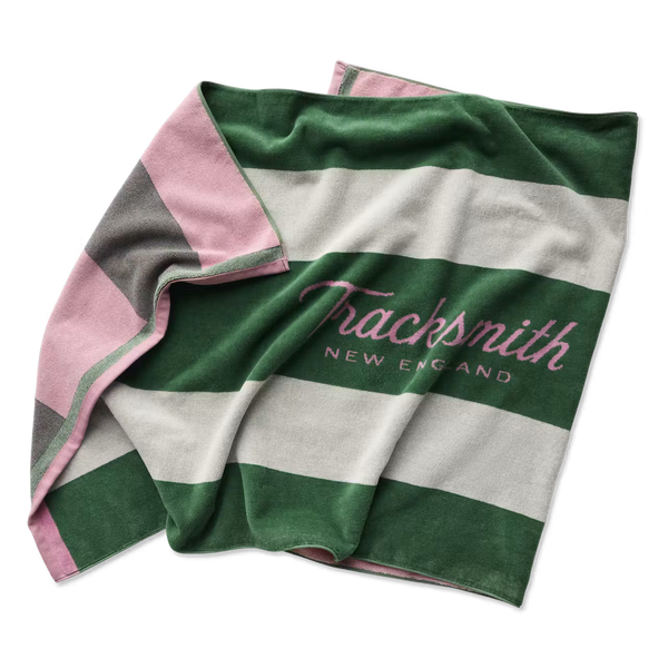 Tracksmith - RCR Beach Towel - Greener Pastures/Ivory Stripe