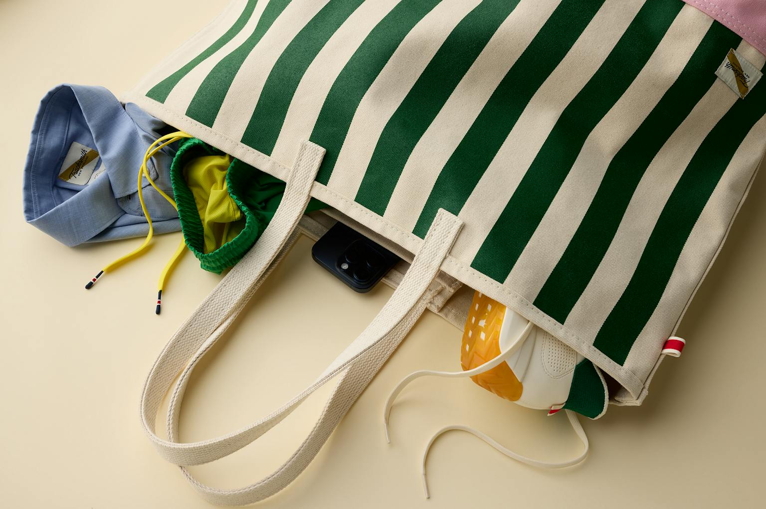 Tracksmith - Run Cannonball Run Tote - Green/Ivory Stripe