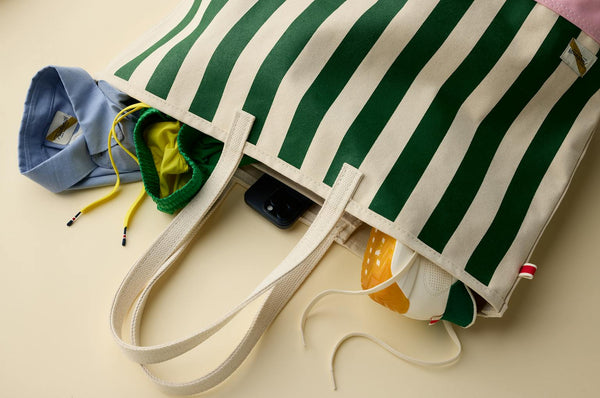 Tracksmith - Run Cannonball Run Tote - Green/Ivory Stripe