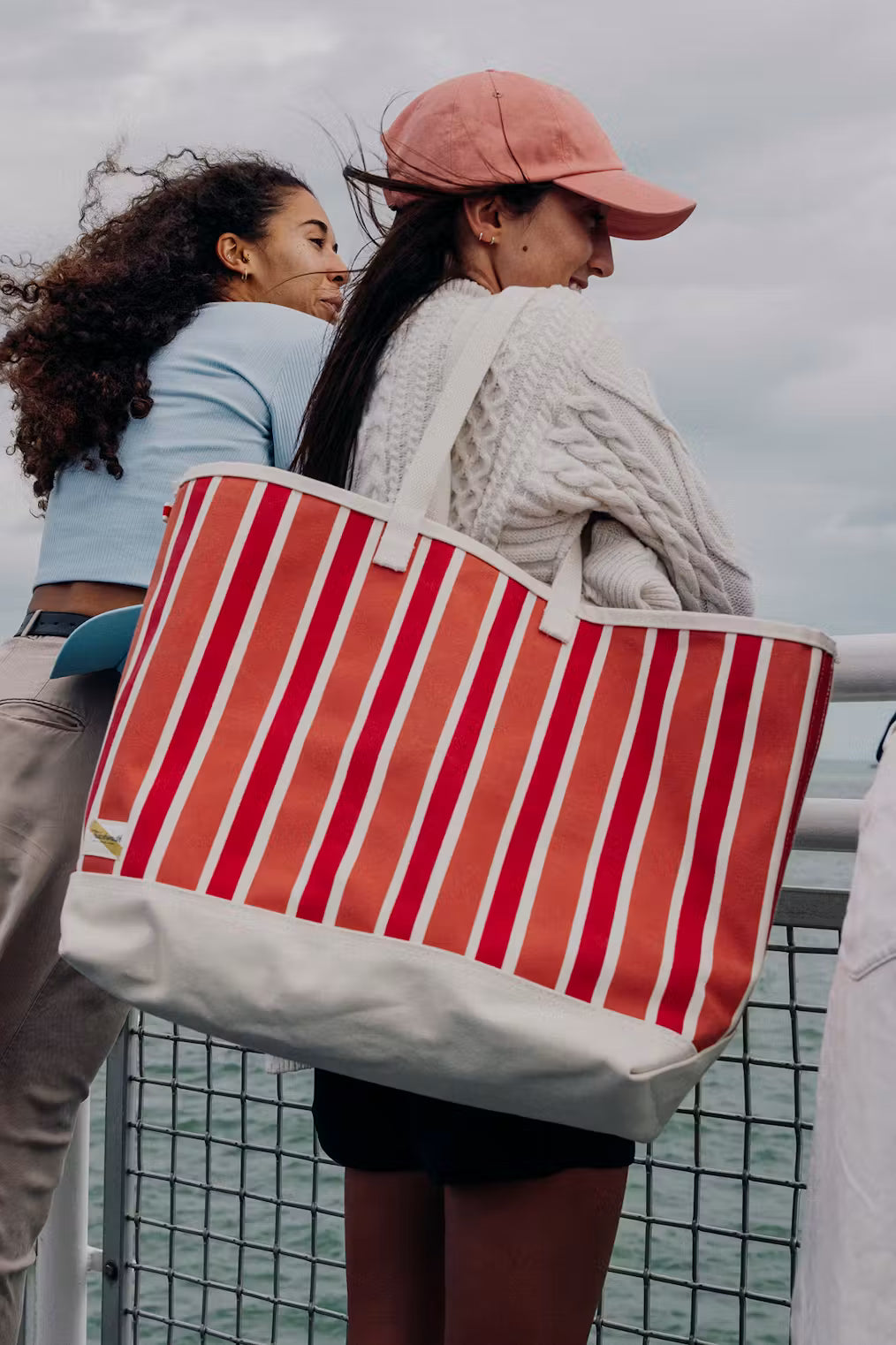 Tracksmith - Run Cannonball Run Tote - Ivory/Faded Rose/Red