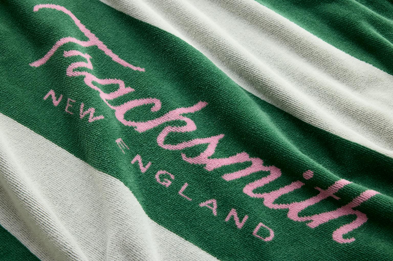 Tracksmith - RCR Beach Towel - Greener Pastures/Ivory Stripe