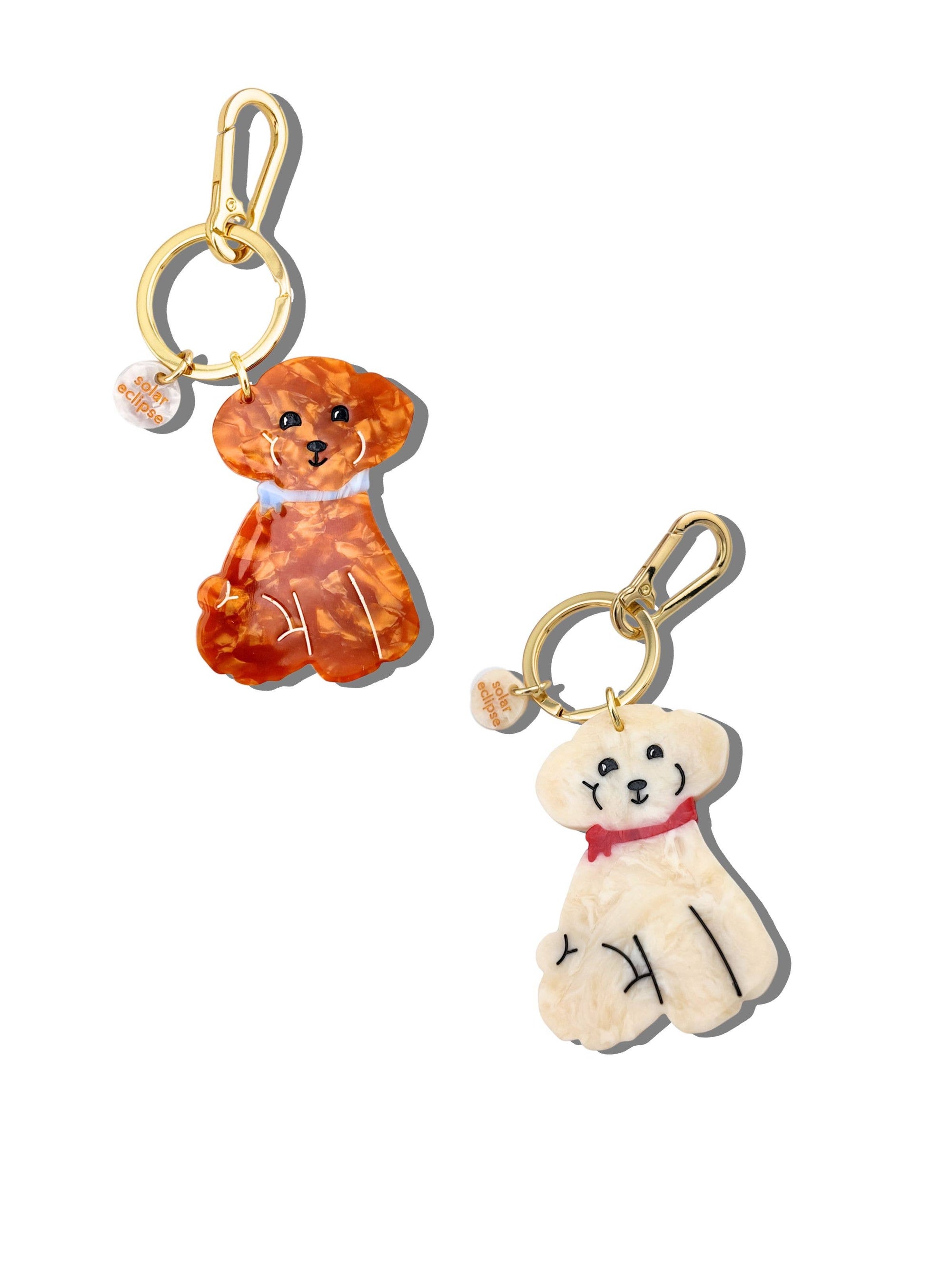 Solar Eclipse - Doodle Puppy Bag Charm + Keychain -  White