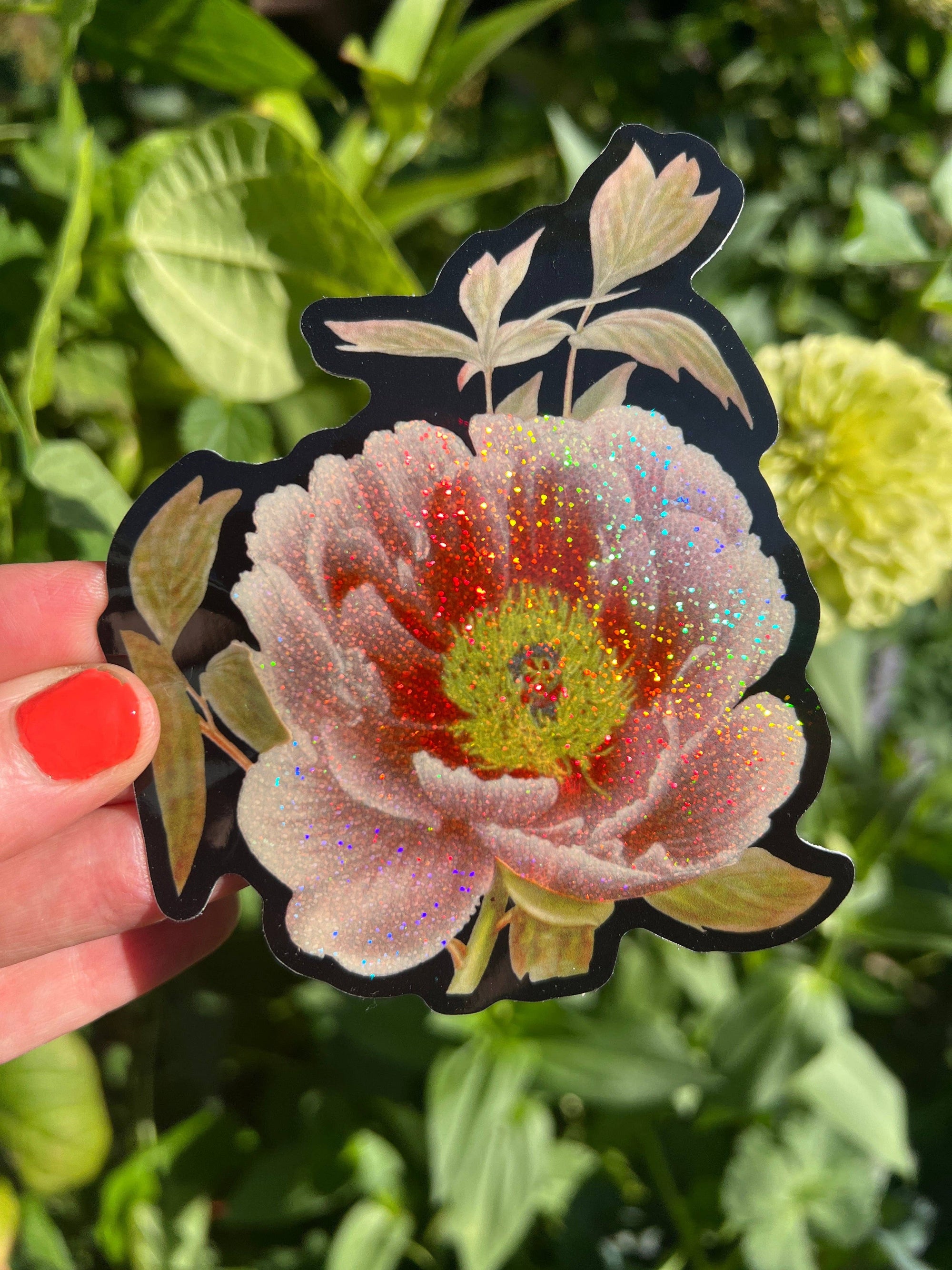 Peony Flower - Glitter Sticker