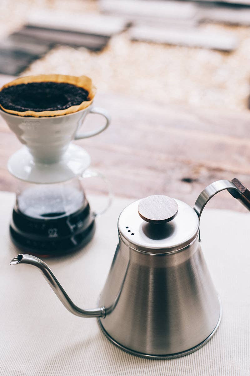 HARIO - V60 Wood Drip Kettle - 1200mL - Silver