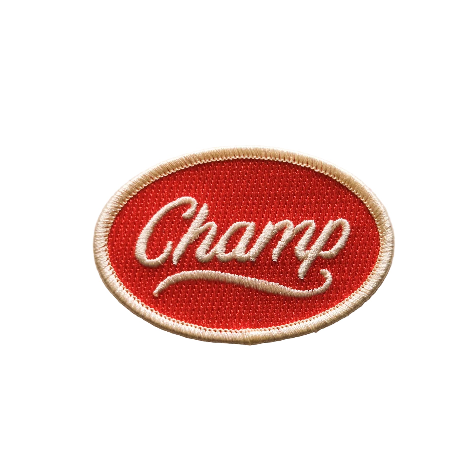 Vintage Style Embroidered Iron On Patch - Champ