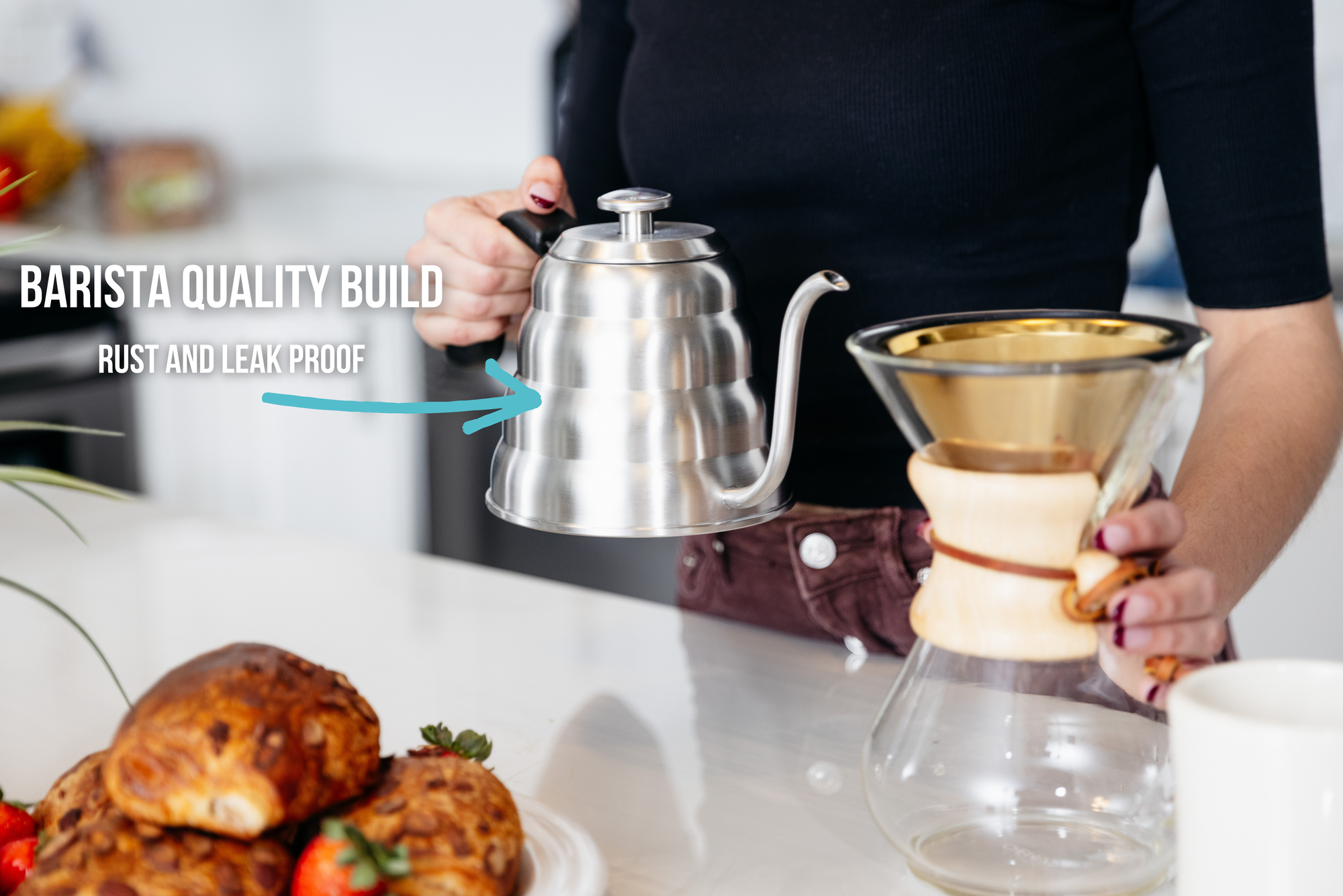 Barista Warrior - Pour Over Kettle: Silver / 1.2 Liter