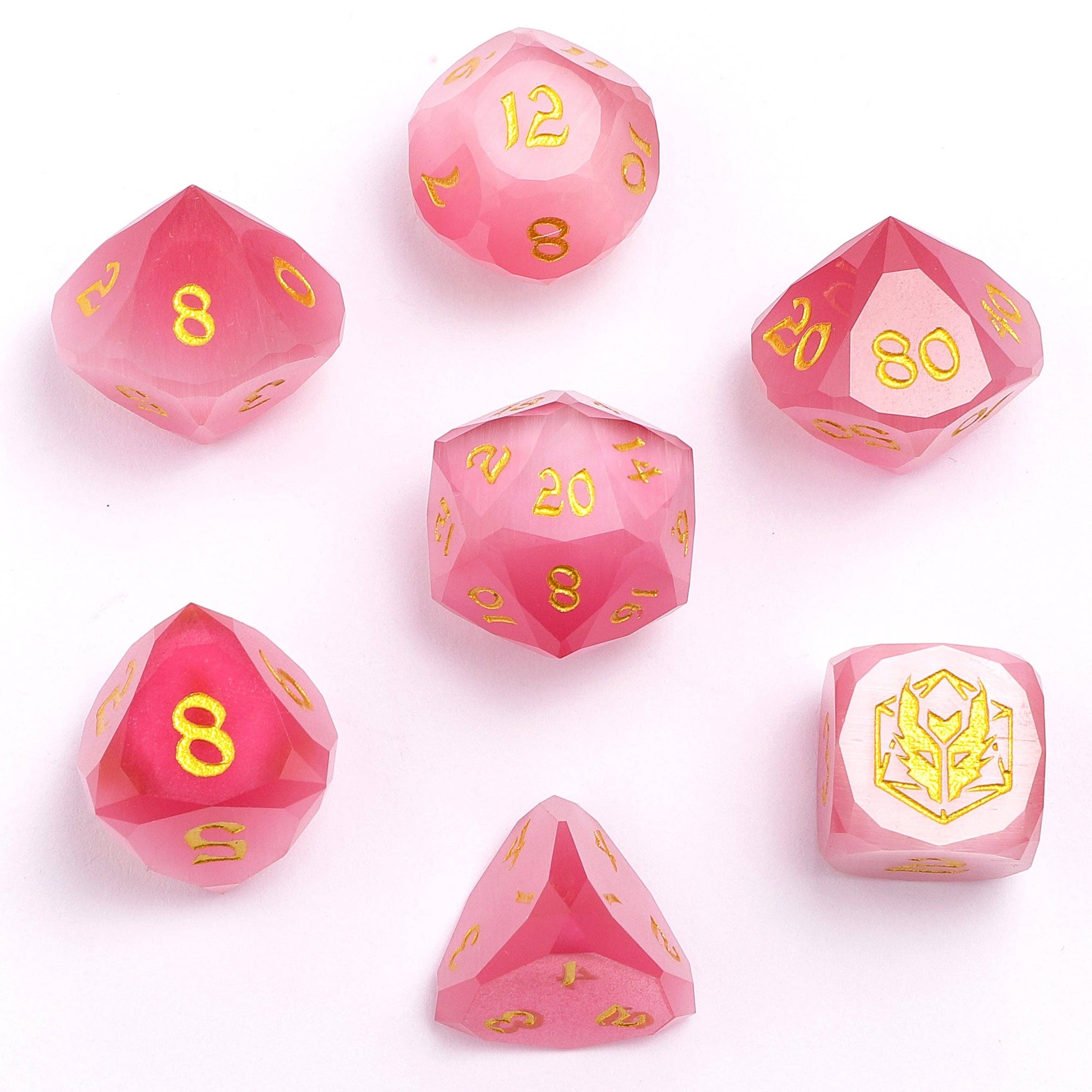 Dragon's Hoard Luster Cut Dice Set - Pink Cat's Eye