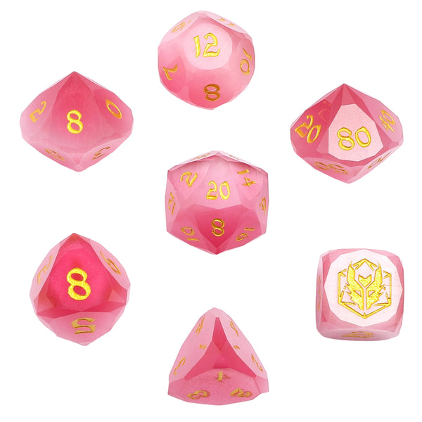 Dragon's Hoard Luster Cut Dice Set - Pink Cat's Eye