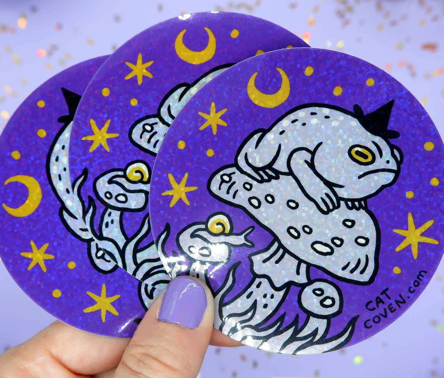 Grumpy Toad Witch - Glitter Sticker - Space Camp