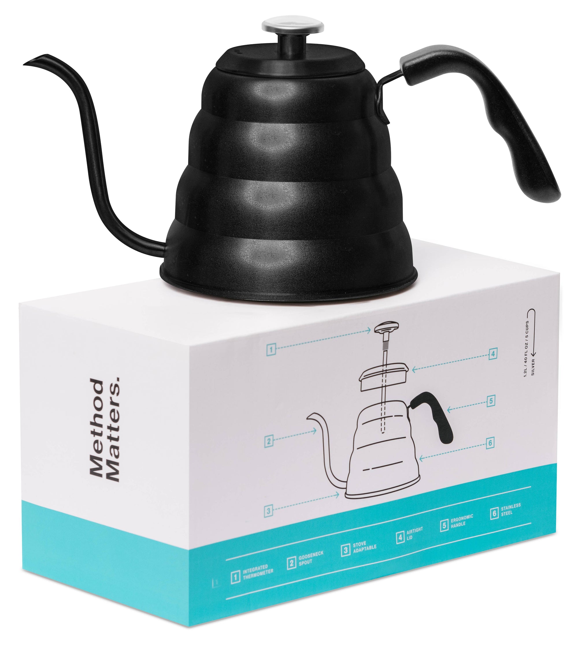 Barista Warrior - Pour Over Kettle: Matte Black - 1.2 Liter