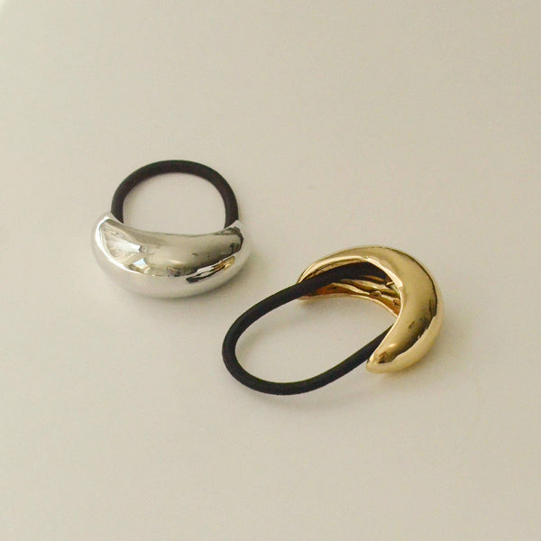 nar'sha Narrow Crescent Metal Cuff Hair Tie Silver
