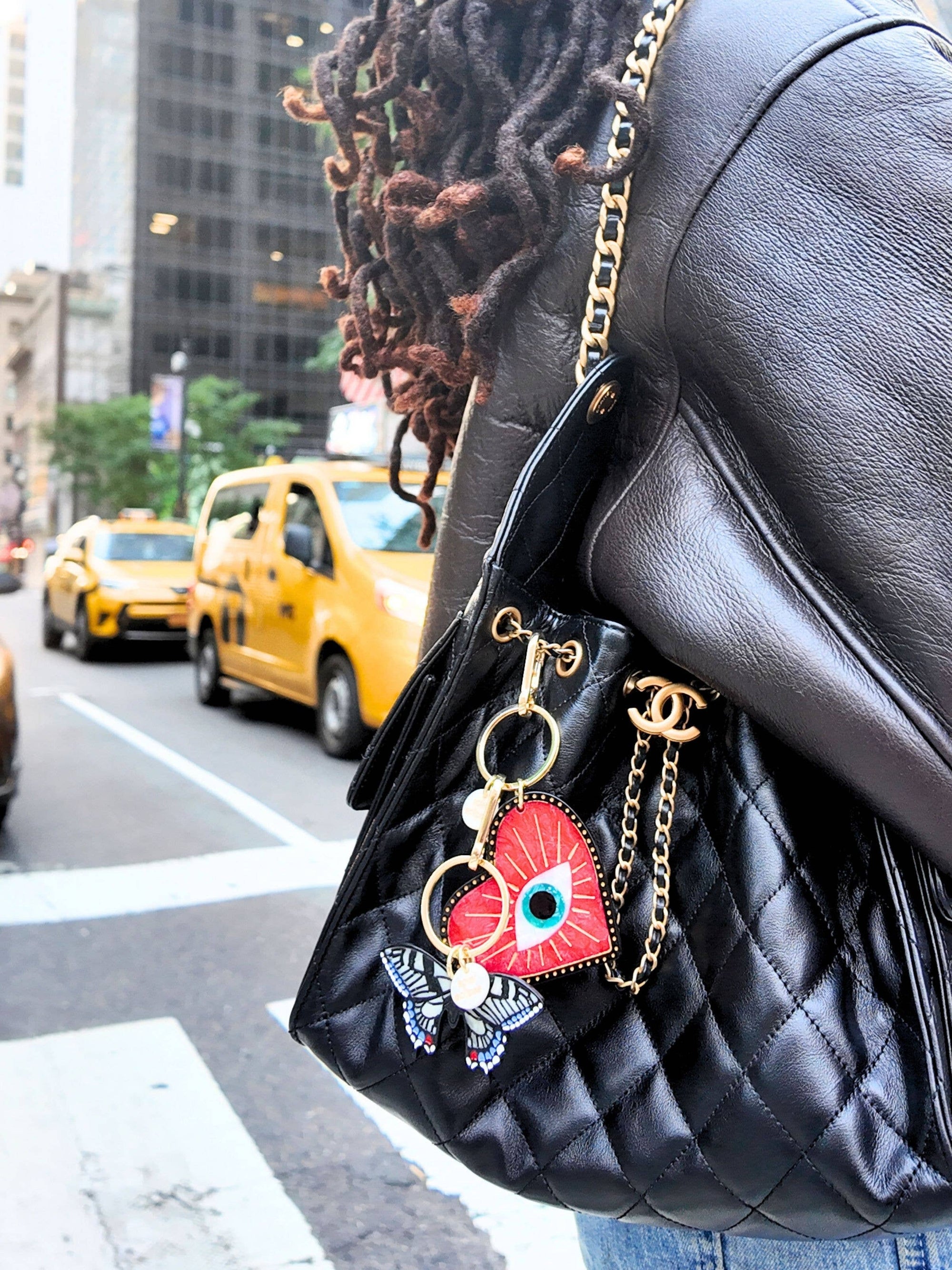 Solar Eclipse - Bag Charm + Keychain - White Swallowtail