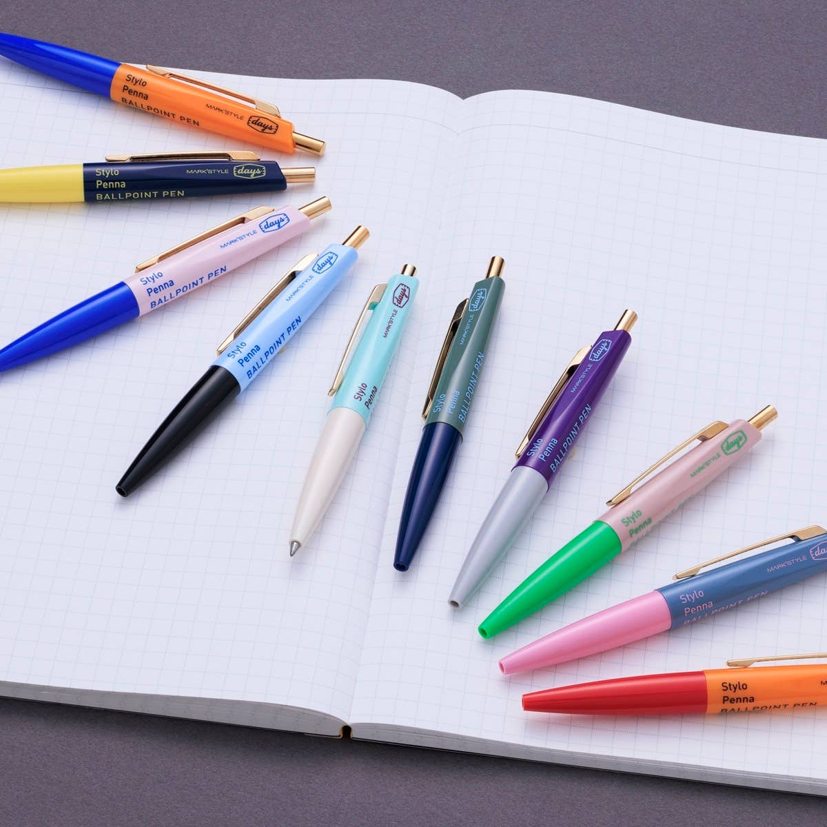 MARK'STYLE - Mini Ball ink Pen - Blue Pink