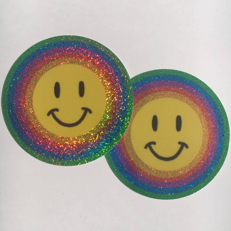 Smiley Face - Glitter Sticker