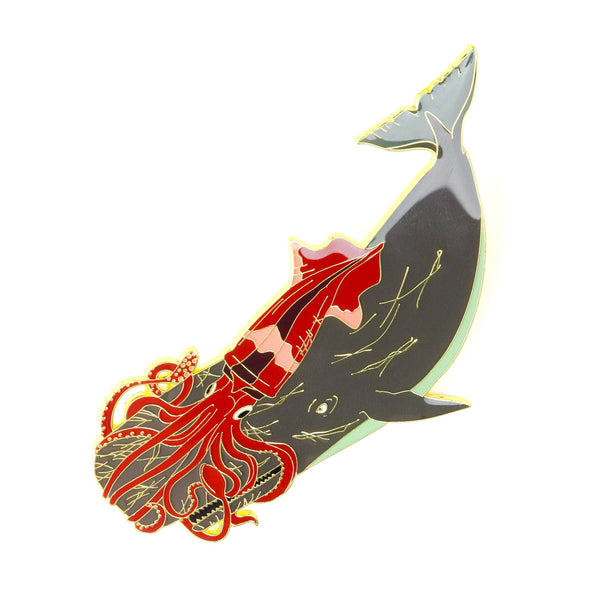 Giant Squid vs. Sperm Whale Enamel Pin (Architeuthis dux vs. Physeter macrocephalus)